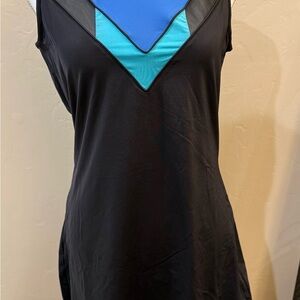 Fila Women's Regular Tennis Dress Black Blue Aqua Size L